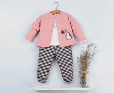 Wholesale 3-Piece Set For Baby Girls With Pants Body and Jacket 9-24M BabyRose 1002-4640 - Babyrose