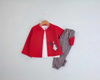 Wholesale 3-Piece Set For Baby Girls With Pants Body and Jacket 9-24M BabyRose 1002-4640 Красный