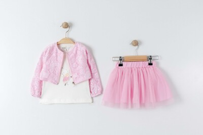 Wholesale 3-Pieces Jacket, T-shirt and Skirt Set 1-4Y Eray Kids 1044-13308 - 2