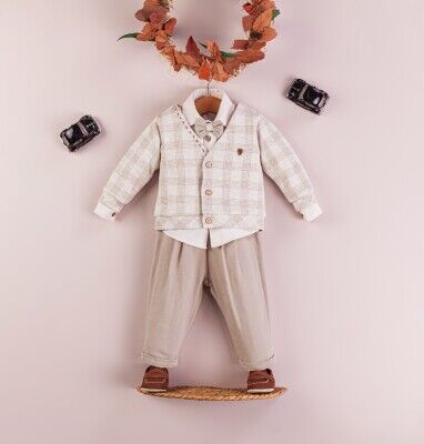 Wholesale 4-Piece Baby Boys Cardigan Shirt Shoes and Pants Set 3-12M BabyRose 1002-4388 - 1