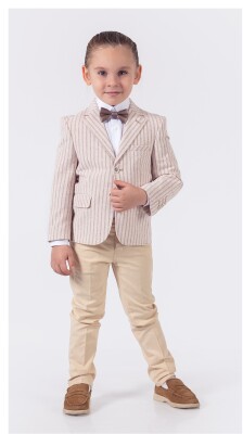 Wholesale 4-Piece Boys Suit Set With Shirt Jacket Pants And Bowti 1-4Y Lemon 1015-9818 - 1