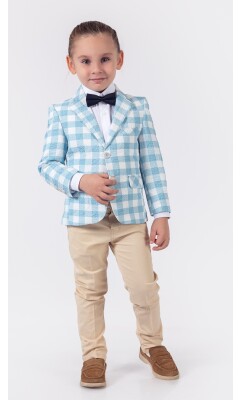Wholesale 4-Piece Boys Suit Set with Shirt Jacket Pants and Bowti 5-8Y Lemon 1015-9809 - 4