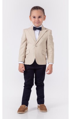Wholesale 4-Piece Boys Suit Set with Shirt Jacket Pants and Bowti 5-8Y Lemon 1015-9827 - 1