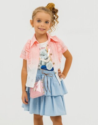 Wholesale 4-Piece Girls Shirt Skirt T-shirt and Bag Set 2-6Y Miss Lore 1055-5310 - Miss Lore