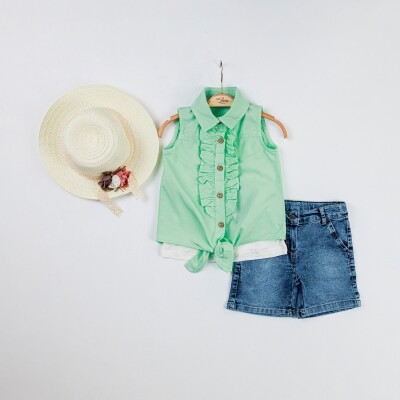 Wholesale 4-Piece Girls Shirt T-shirt Shorts and Hat Set 1-5Y Miss Lore 1055-5324 - Miss Lore (1)