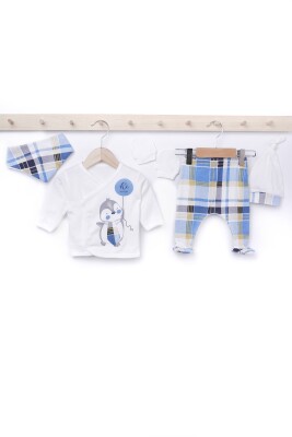 Wholesale 5-Piece Baby Newborn Set 0-3M Minizeyn 2014-7042 Синий
