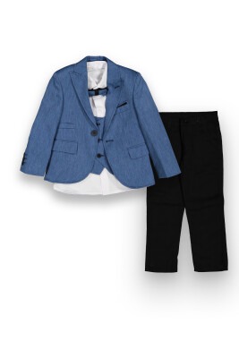 Wholesale 5-Piece Boys Suit Set with Vest Shirt Jacket Pants and Bowti 1-4Y Terry 1036-5740 Индиговый 