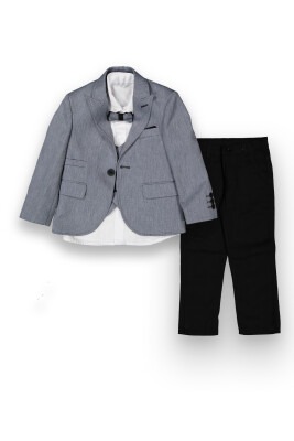 Wholesale 5-Piece Boys Suit Set with Vest Shirt Jacket Pants and Bowti 1-4Y Terry 1036-5740 Серый 
