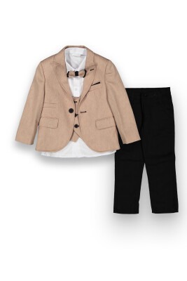 Wholesale 5-Piece Boys Suit Set with Vest Shirt Jacket Pants and Bowti 1-4Y Terry 1036-5740 Цвет медовой пены 