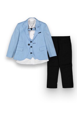 Wholesale 5-Piece Boys Suit Set with Vest Shirt Jacket Pants and Bowti 5-8Y Terry 1036-5741 Голубой 