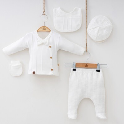 Wholesale 5-Piece Newborn Baby Boys Body Pants Hat Bib Glove 0-3M Minizeyn 2014-7038 - 4