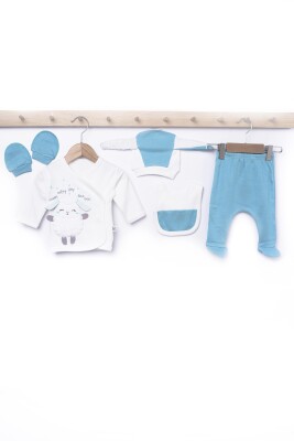 Wholesale Baby 5-Piece Newborn Set 0-3M Minizeyn 2014-5552 Бирюзовый