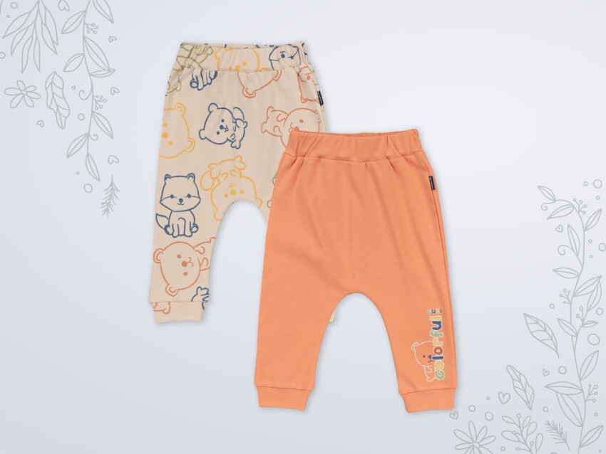 Wholesale Baby Boy 2 Pairs of Trousers 3-18M Miniworld 1003-18562 Miniworld 1003-18562 - 3