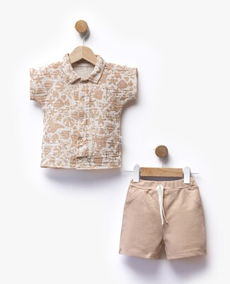 Wholesale Baby Boy 2 Pcs Shorts and T-Shirt Set 6-36M Flexi Baby 2063-217610 Молочно-кофейный