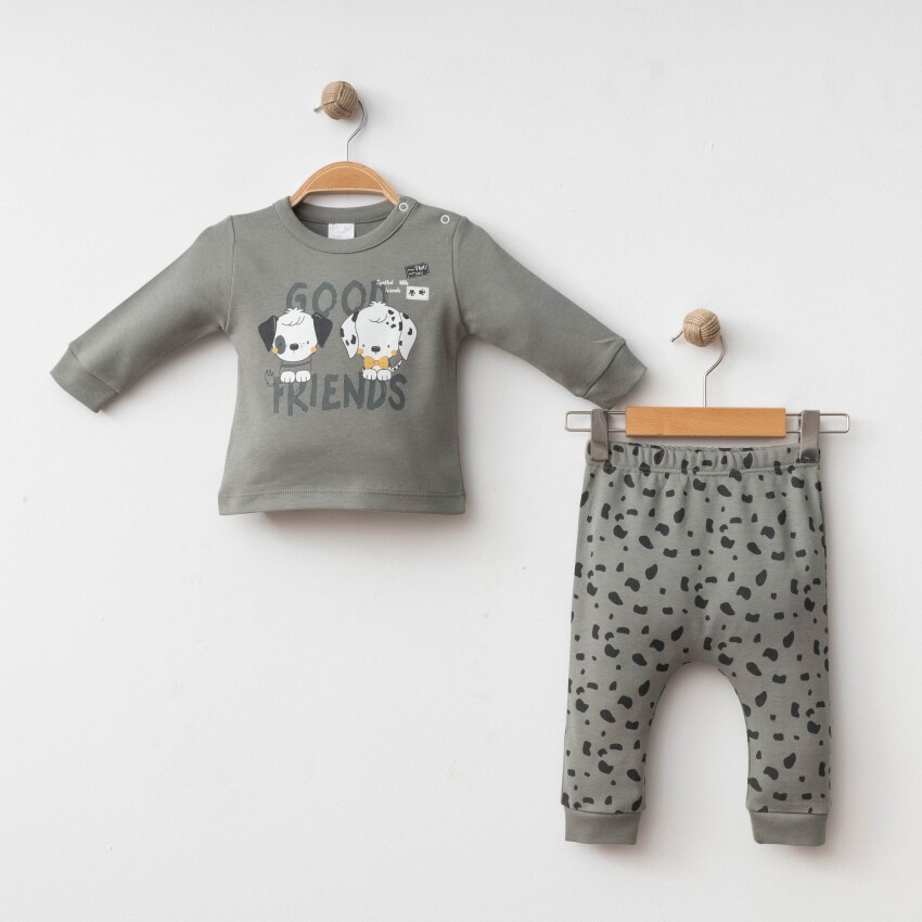 Wholesale Baby Boy 2-piece Badi and Pants Set 3-12M Gümüş Baby 2043-2100 - 4