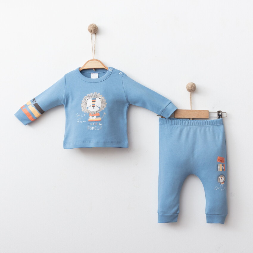 Wholesale Baby Boy 2-piece Badi and Trousers Set 3-12M Gümüş Baby 2043-002120 - 1