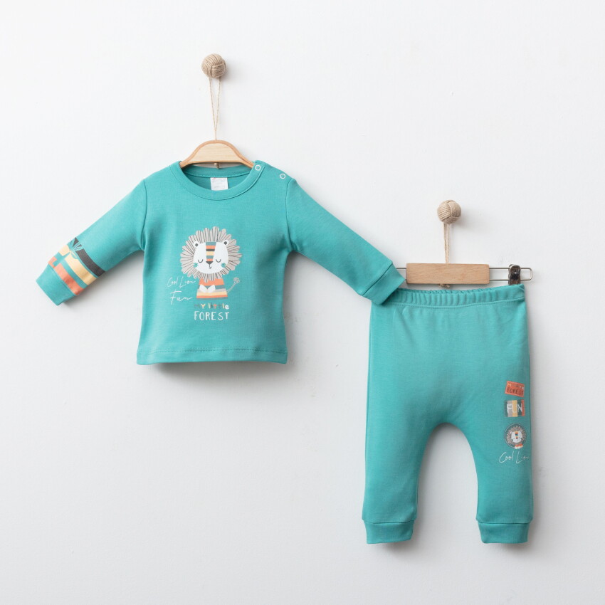 Wholesale Baby Boy 2-piece Badi and Trousers Set 3-12M Gümüş Baby 2043-002120 - 3