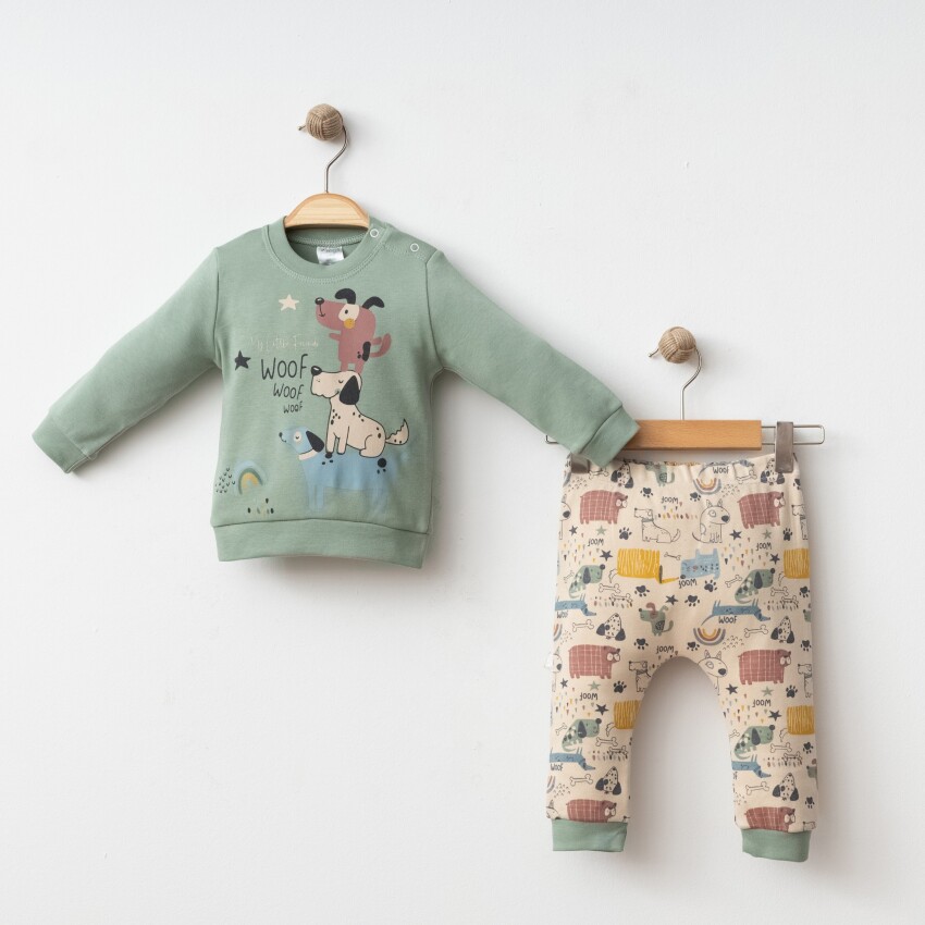 Wholesale Baby Boy 2-Piece Body and Pants Set 6-18M Gümüş Baby 2043-002090 - 2