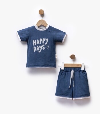 Wholesale Baby Boy 2-Piece Patterned T-shirt and Shorts Set 6-36M Flexi Baby 2063-216387 Темно-синий