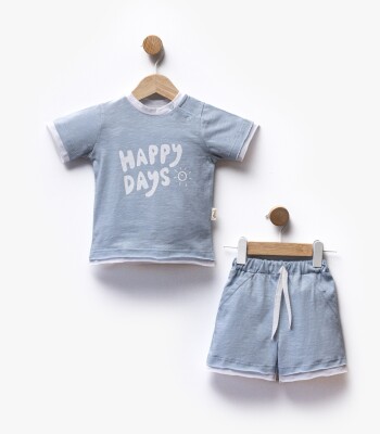 Wholesale Baby Boy 2-Piece Patterned T-shirt and Shorts Set 6-36M Flexi Baby 2063-216387 Голубой 