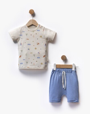 Wholesale Baby Boy 2-Piece Patterned T-shirt and Shorts Set 6-36M Flexi Baby 2063-216388 - Flexi Baby