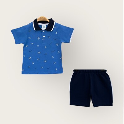 Wholesale Baby Boy 2-Piece Polo Neck T-Shirt and Shorts Set 6-18M Algiy Mini 2047-3550TK - 3