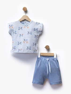 Wholesale Baby Boy 2-Piece Printed T-Shirt and Shorts Set 6-36M Flexi Baby 2063-216393 Синий