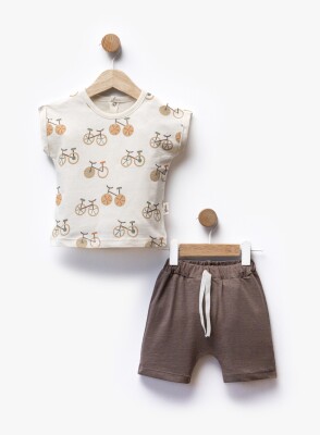 Wholesale Baby Boy 2-Piece Printed T-Shirt and Shorts Set 6-36M Flexi Baby 2063-216393 Коричневый 