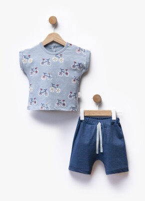 Wholesale Baby Boy 2-Piece Printed T-Shirt and Shorts Set 6-36M Flexi Baby 2063-216393 Темно голубой 