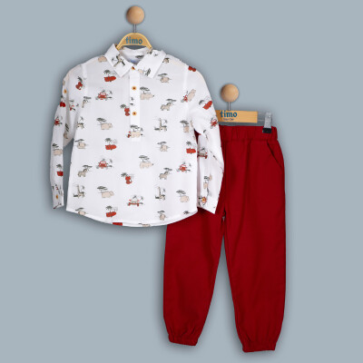 Wholesale Baby Boy 2-Piece Shirt and Pants Set 6-24M Timo 1018-TE4DT042241621 Бежевый 