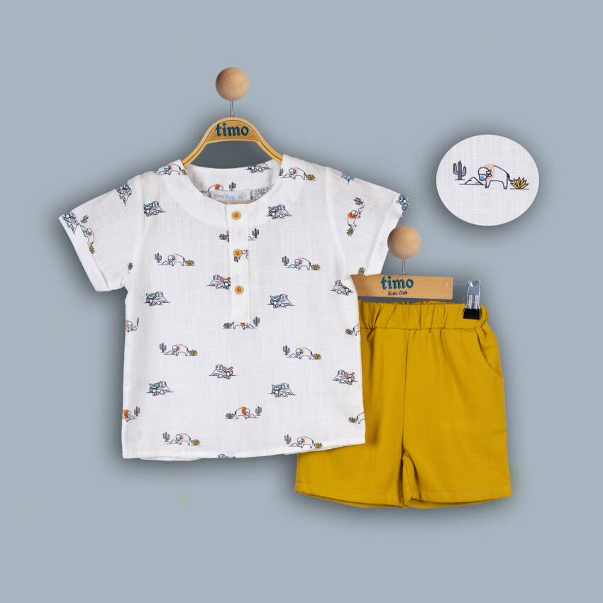 Wholesale Baby Boy 2-Piece Shirt and Shorts Set 6-24M Timo 1018-TE4DT202242051 - 3