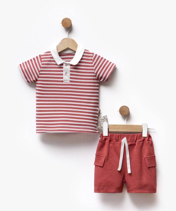 Wholesale Baby Boy 2-Piece Striped T-Shirt and Shorts Set 6-36M Flexi Baby 2063-217627 - 2