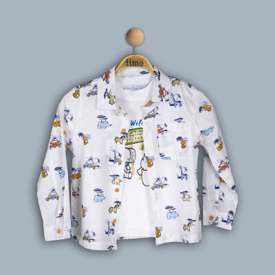 Wholesale Baby Boy 2 Pieces Animal Shirt Set Suit 6-24M Timo 1018-TE4DT042242411 - Timo