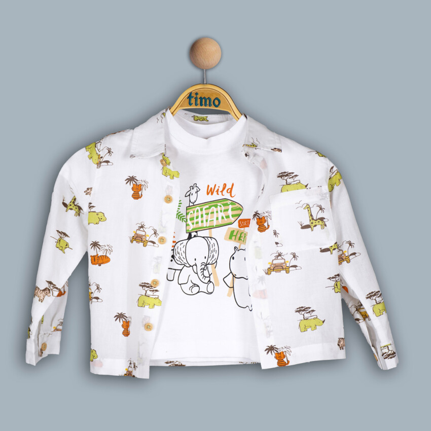 Wholesale Baby Boy 2 Pieces Animal Shirt Set Suit 6-24M Timo 1018-TE4DT042242411 - 2