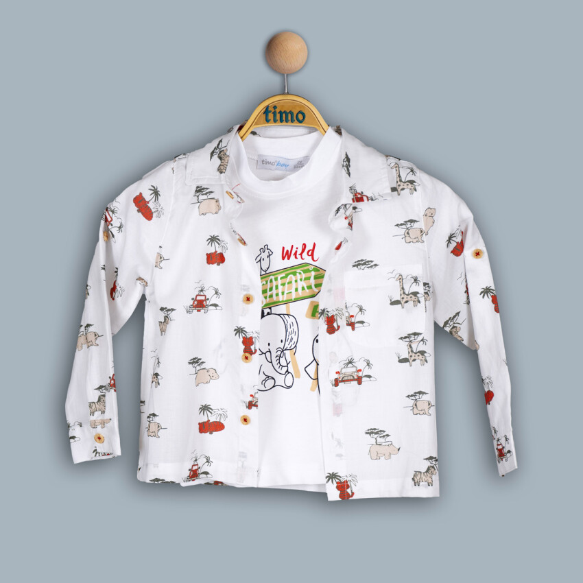 Wholesale Baby Boy 2 Pieces Animal Shirt Set Suit 6-24M Timo 1018-TE4DT042242411 - 3