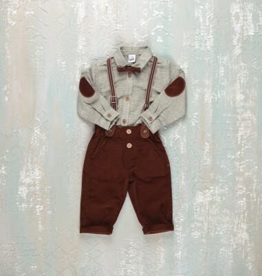 Wholesale Baby Boy 2 Pieces Shirt Torusers Set Suit 6-24M Bubbly 2035-6013 Хаки 
