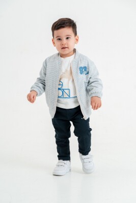 Wholesale Baby Boy 3-Piece College Jacket, T-Shirt and Pants Set 9-24M Lemon 1015-10007 - 1