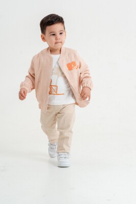 Wholesale Baby Boy 3-Piece College Jacket, T-Shirt and Pants Set 9-24M Lemon 1015-10007 - 2