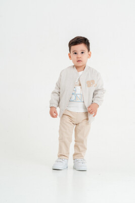 Wholesale Baby Boy 3-Piece College Jacket, T-Shirt and Pants Set 9-24M Lemon 1015-10007 - 3