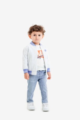 Wholesale Baby Boy 3-Piece College Jacket, T-Shirt and Pants Set 9-24M Lemon 1015-10009 Синий