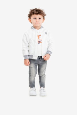 Wholesale Baby Boy 3-Piece College Jacket, T-Shirt and Pants Set 9-24M Lemon 1015-10009 - 2