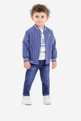 Wholesale Baby Boy 3-Piece College Jacket, T-Shirt and Pants Set 9-24M Lemon 1015-9992 - 1