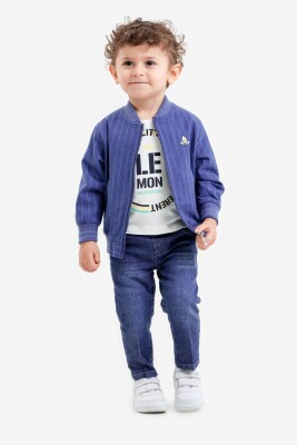 Wholesale Baby Boy 3-Piece College Jacket, T-Shirt and Pants Set 9-24M Lemon 1015-9992 - 2
