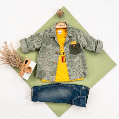 Wholesale Baby Boy 3-Piece Jacket, Pants and T-Shirt Set 6-24M Bubbly 2035-457 Хаки 