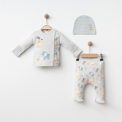 Wholesale Baby Boy 3-Piece Newborn Set 0-3M Gümüş Baby 2043-005002 Зелёный 