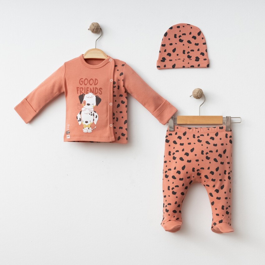 Wholesale Baby Boy 3-Piece Newborn Set 0-3M Gümüş Baby 2043-005005 - 2