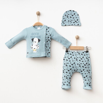 Wholesale Baby Boy 3-Piece Newborn Set 0-3M Gümüş Baby 2043-005005 - 5