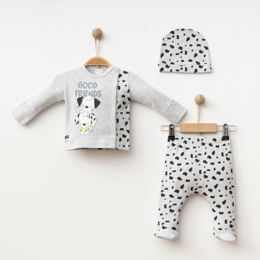 Wholesale Baby Boy 3-Piece Newborn Set 0-3M Gümüş Baby 2043-005005 - 8