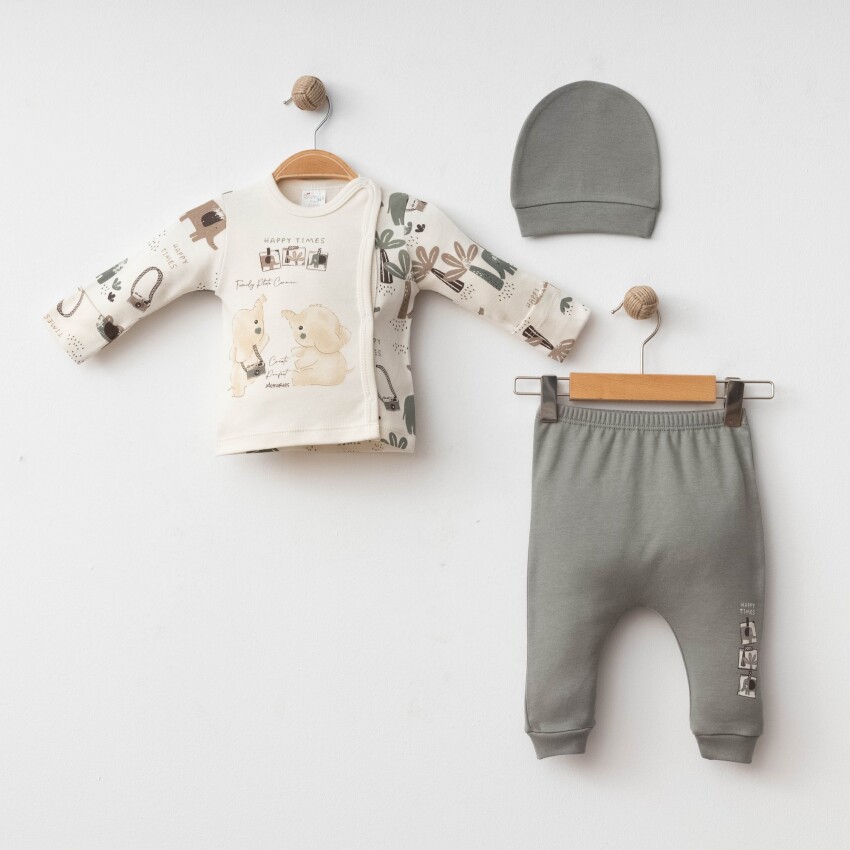 Wholesale Baby Boy 3-piece Newborn Set 0-3M Gümüş Baby 2043-5000-1 - 3