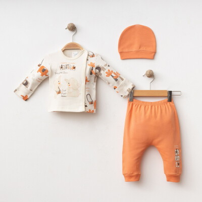 Wholesale Baby Boy 3-piece Newborn Set 0-3M Gümüş Baby 2043-5000-1 Оранжевый 